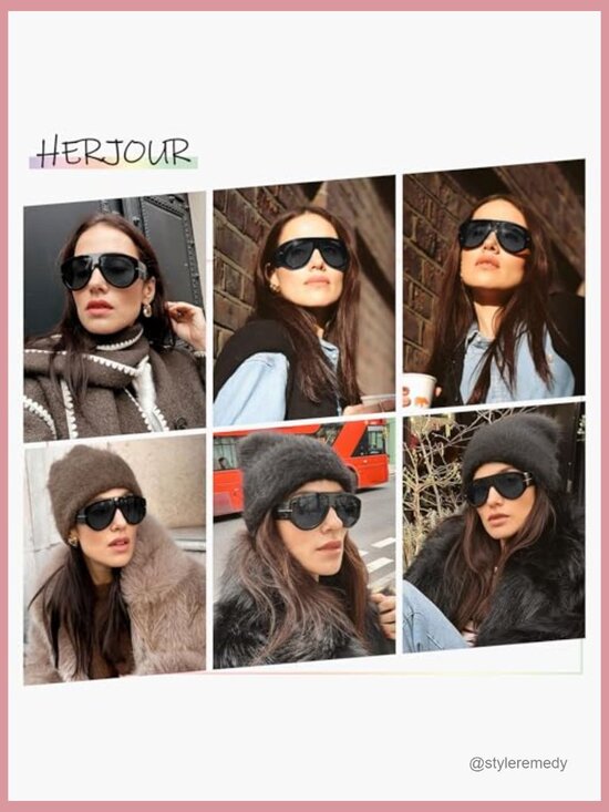 Oversized Retro Aviator Sunglasses with UV Protection main image 5